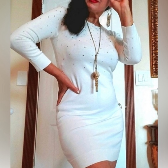 MICHAEL Michael Kors Dresses & Skirts - Michael Kors Cream Studded Sweater Dress